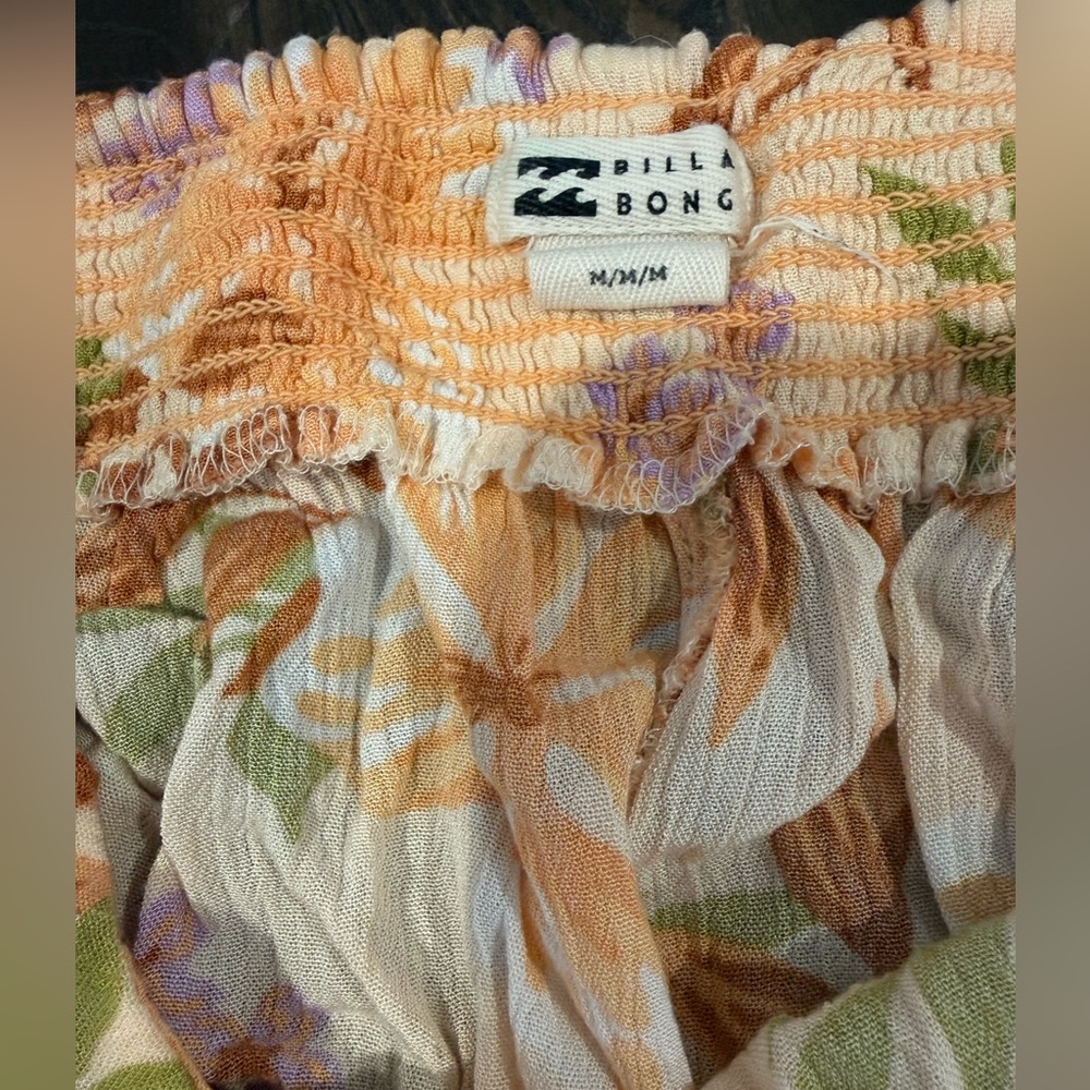 Billabong 🌸💐Floral Wide-Leg Women’s Pants — Peach & Green MEDIUM - Picture 5 of 6